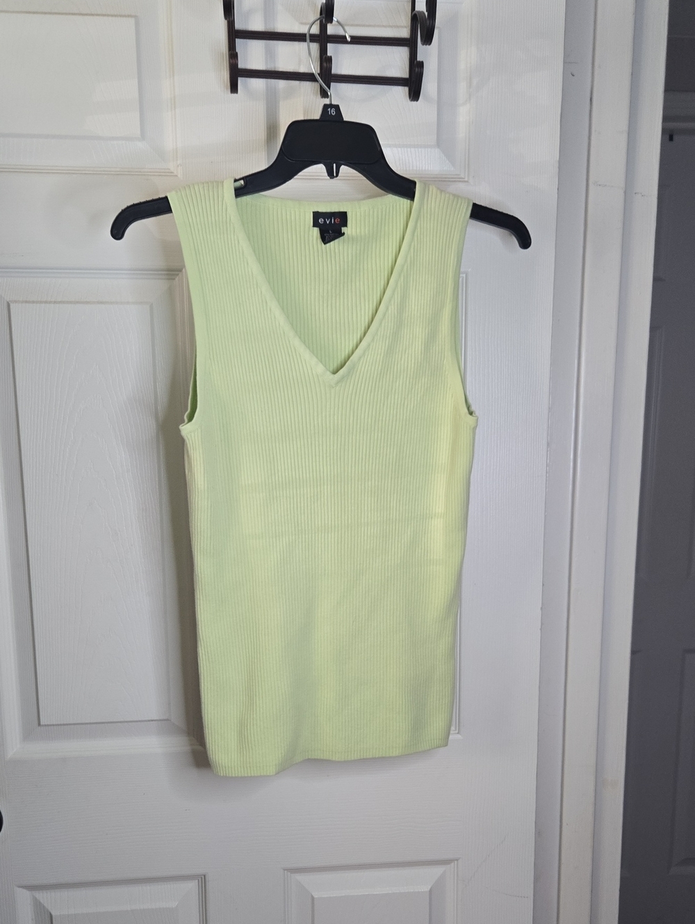 EVIE Ribbed V-Neck Tank Top in Light Lime